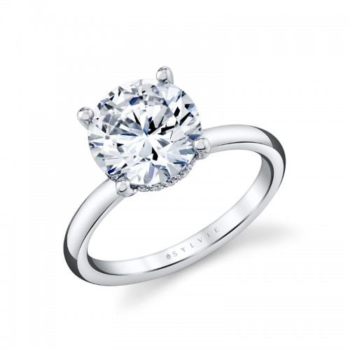 Round Cut Solitaire Hidden Halo Engagement Ring - Feyre