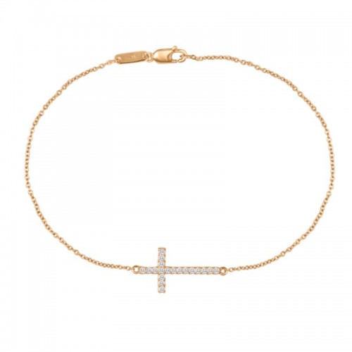 14k Diamond Cross Bracelet