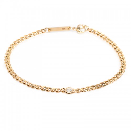 14k Diamond Small Curb Chain Bracelet