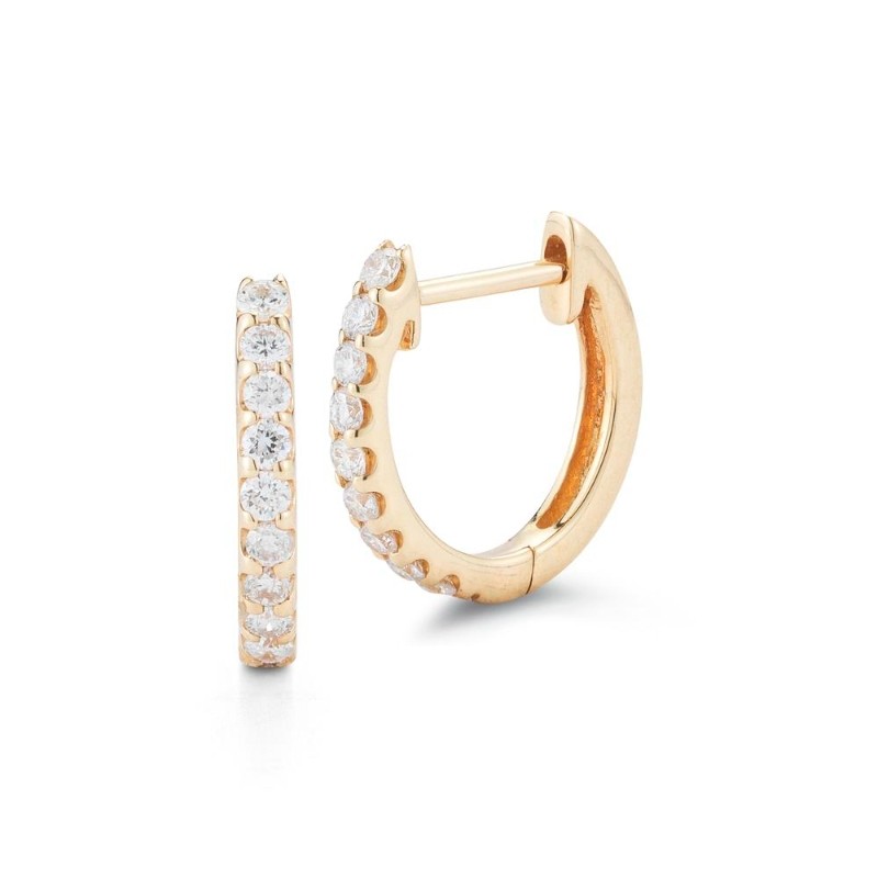 14k Yellow Gold Diamond Huggie Earrings By PD Collection