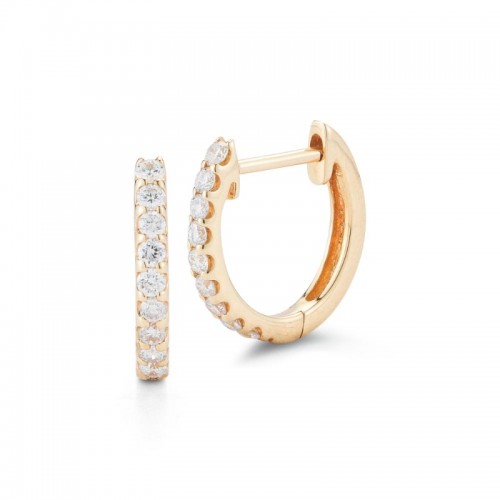 Half Pair - 14K Yellow Gold Diamonds Huggie Earrings