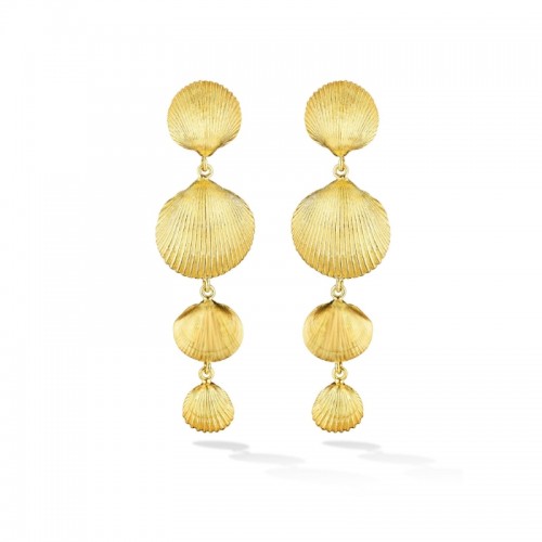 18K Yellow Gold Shell Drop Earrings