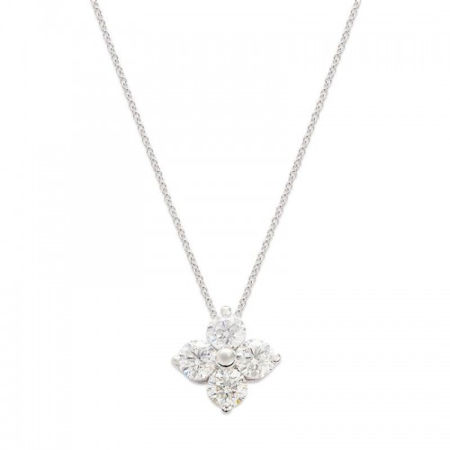 14K Diamond Four Stone Pendant Necklace BY Providence Diamond Collection