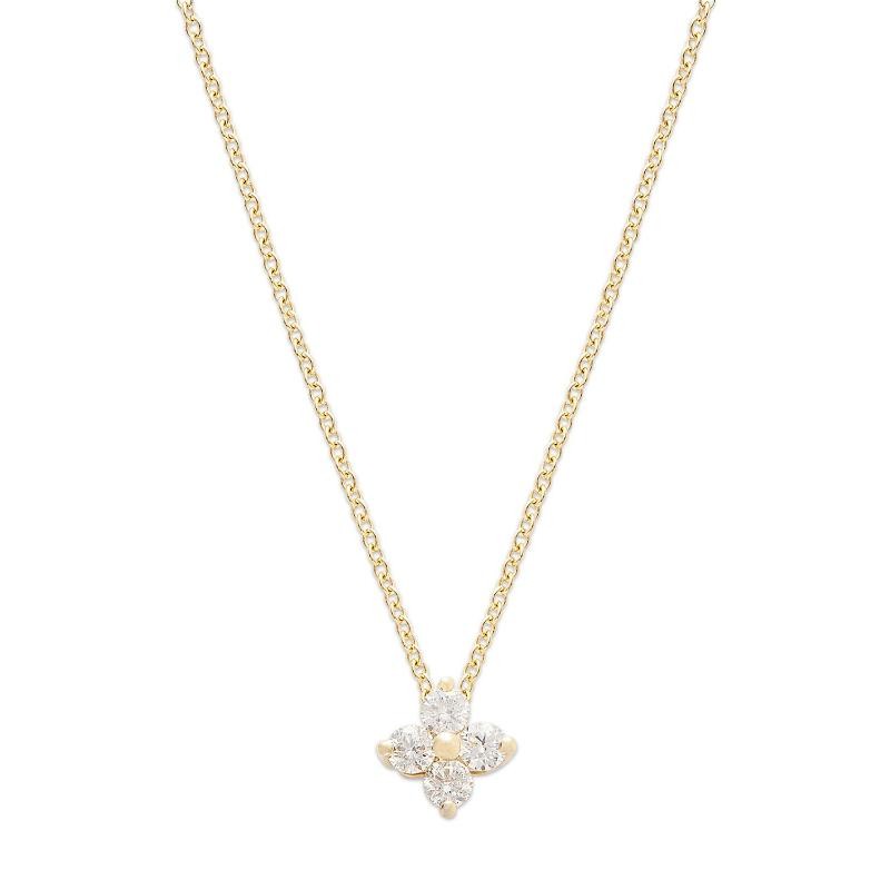 14K Diamond Four Stone Pendant Necklace BY PD Collection