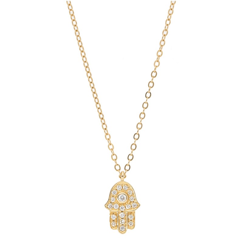 14K Yellow Gold Hamsa Pendant Necklace
