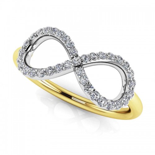 14K White And Yellow Gold White Gold Diamond Infinity Ring