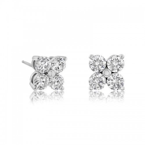 Four Stone Cluster Stud Earrings