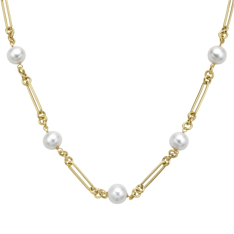 14K Yellow Gold Freshwater Pearls Tincup Necklace