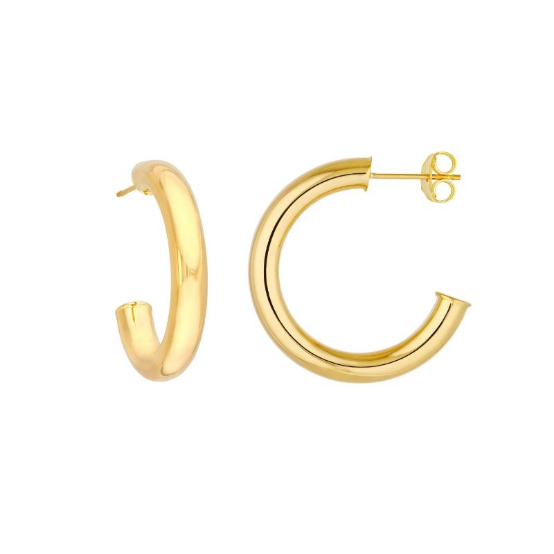 14K Yellow Gold Open Hoop Earrings BY PD Collection