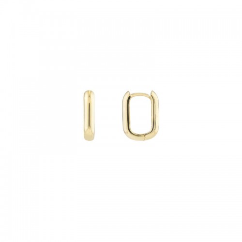 14K Yellow Gold Oblong Polished Hoop Earrings