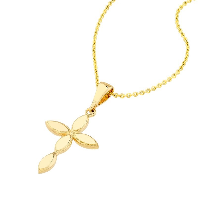 14k Marquise Shaped Cross Pendant