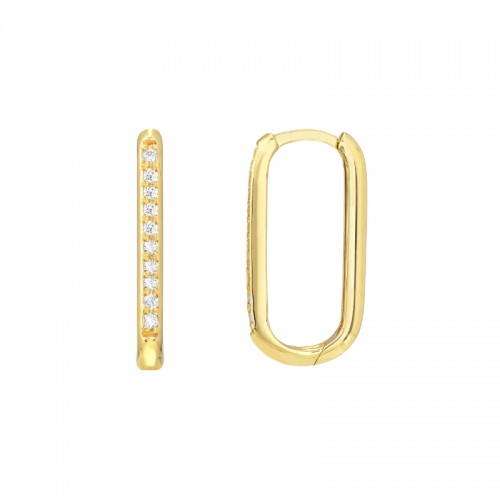 14K Yellow Gold Diamond Channel Hoop Earrings BY PD Collection