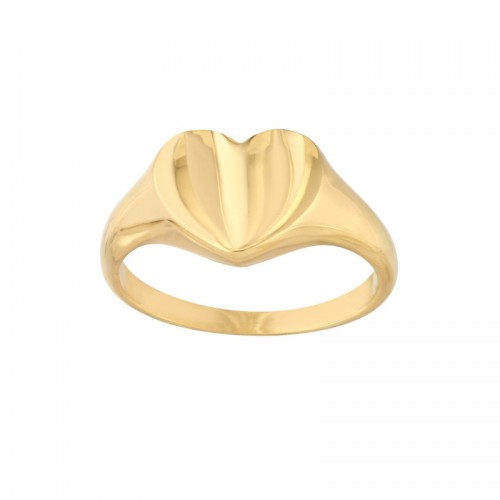 14k Mini Flat Heart Signet Ring
