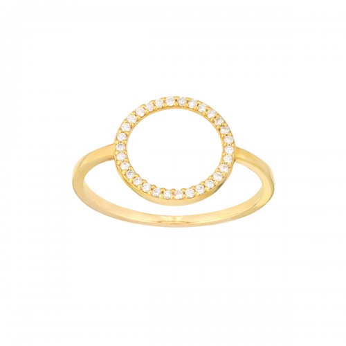 14k Diamond Open Circle Ring