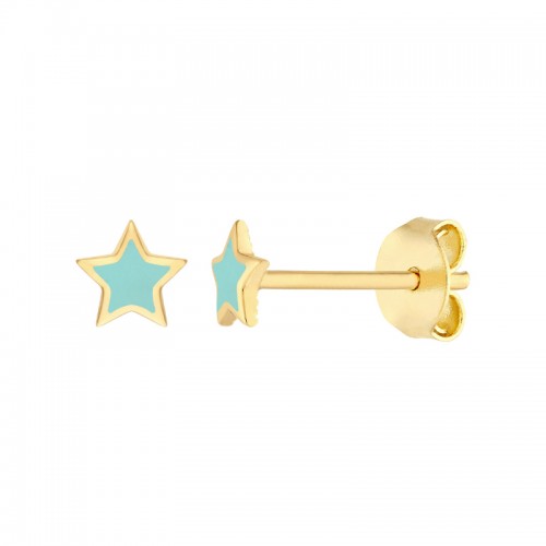 14k Turquoise Enamel Star Stud Earrings