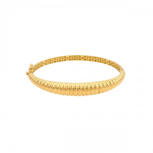 14k Graduated Ribbed Bangle