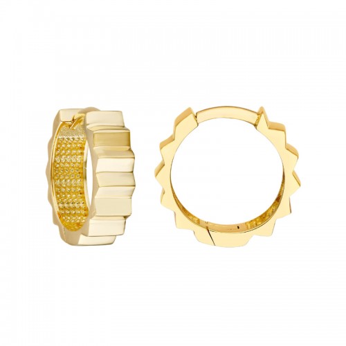 14k Ridged Round Hoop Earrings