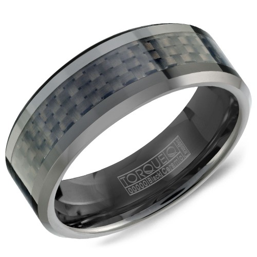 A Torque black ceramic Torque band with a black carbon fiber inlay.