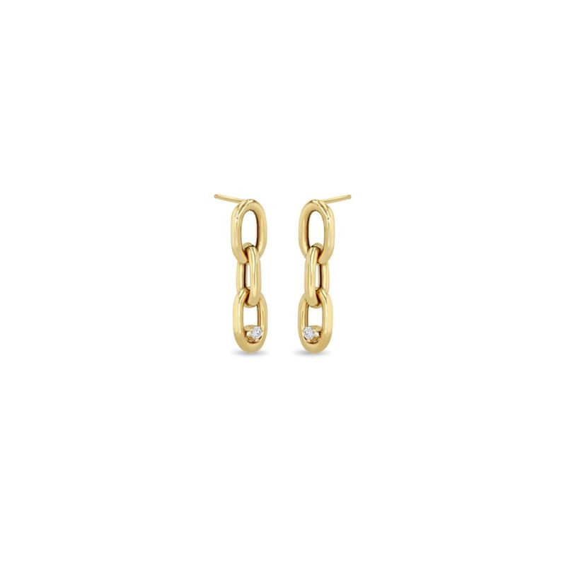 14k Diamond XXL Square Oval Link Chain Drop Earrings By Zoe Chicco