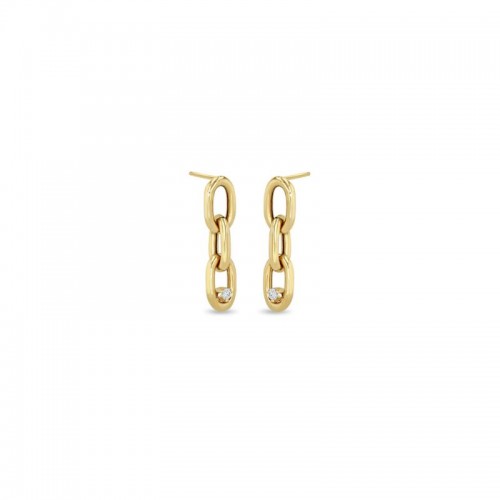 14k Diamond XXL Square Oval Link Chain Drop Earrings By Zoe Chicco