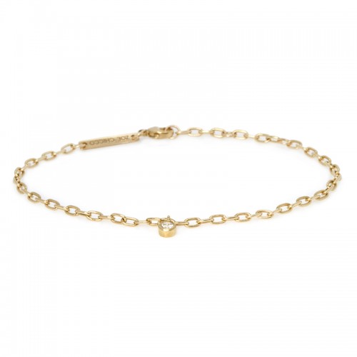 14k Diamond Dangling Bezel Small Square Oval Link Bracelet By Zoe Chicco