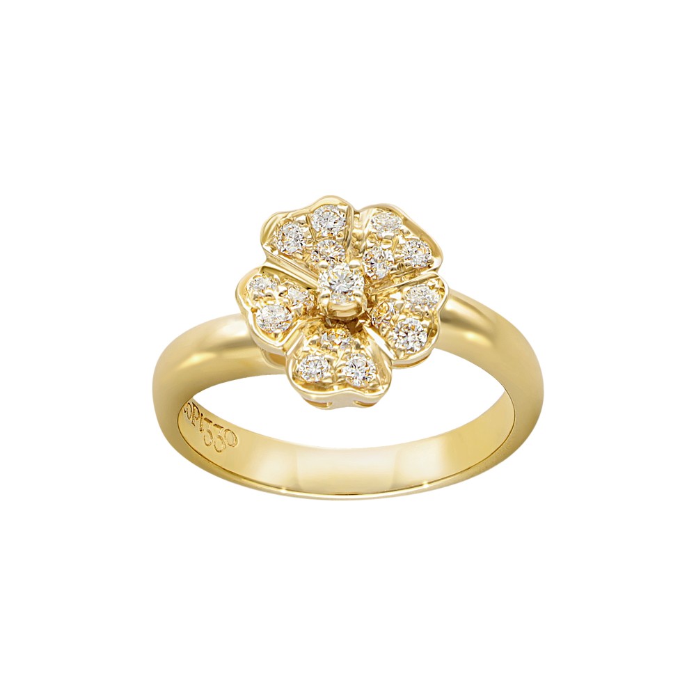 18k Diamond Small Petal Flower Ring