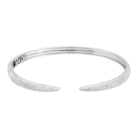 14K White Gold Open Hinged Bangle Bracelet