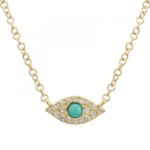 14K Diamond Evil Eye Necklace