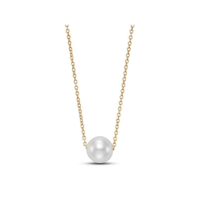 14k Floating Pearl Pendant Necklace