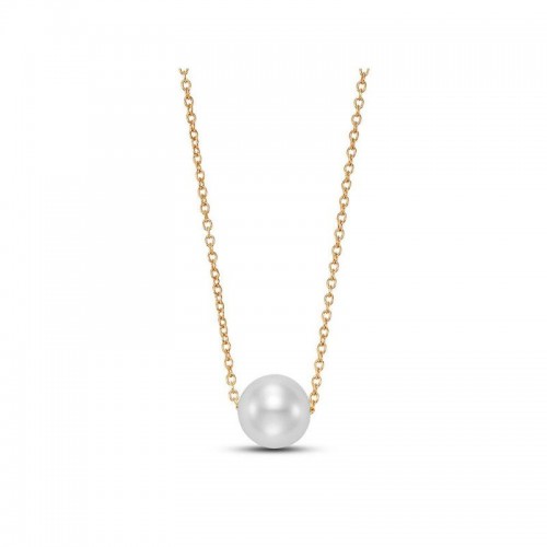 14k Floating Pearl Pendant Necklace