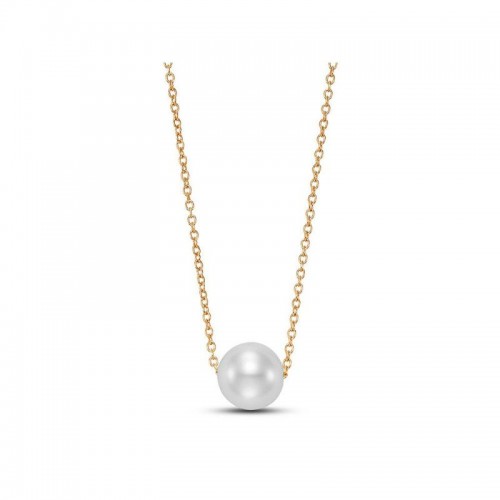 14k Floating Pearl Pendant Necklace BY PD Collection