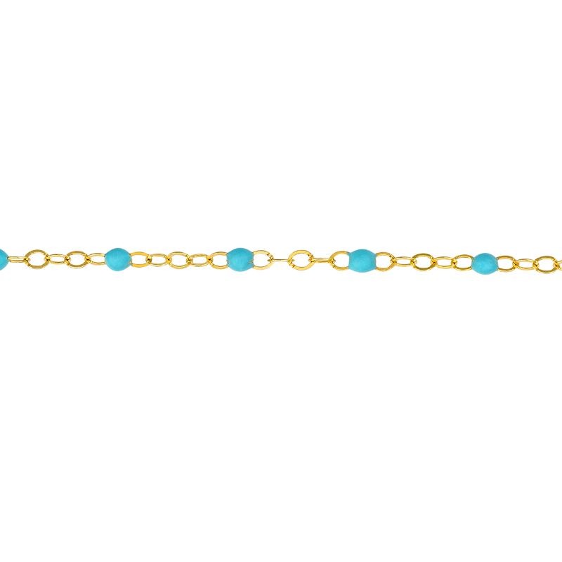 14K Yellow Gold Turquoise Enamel Bead Bracelet