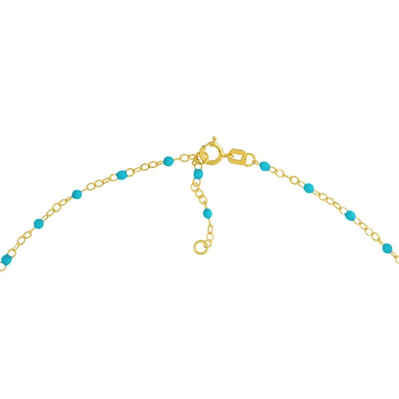 14K Yellow Gold Turquoise Enamel Bead Bracelet