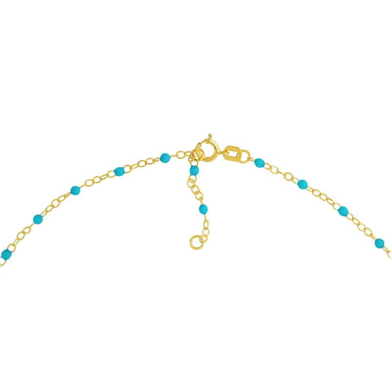 14K Yellow Gold Turquoise Enamel Bead Bracelet By PD Collection