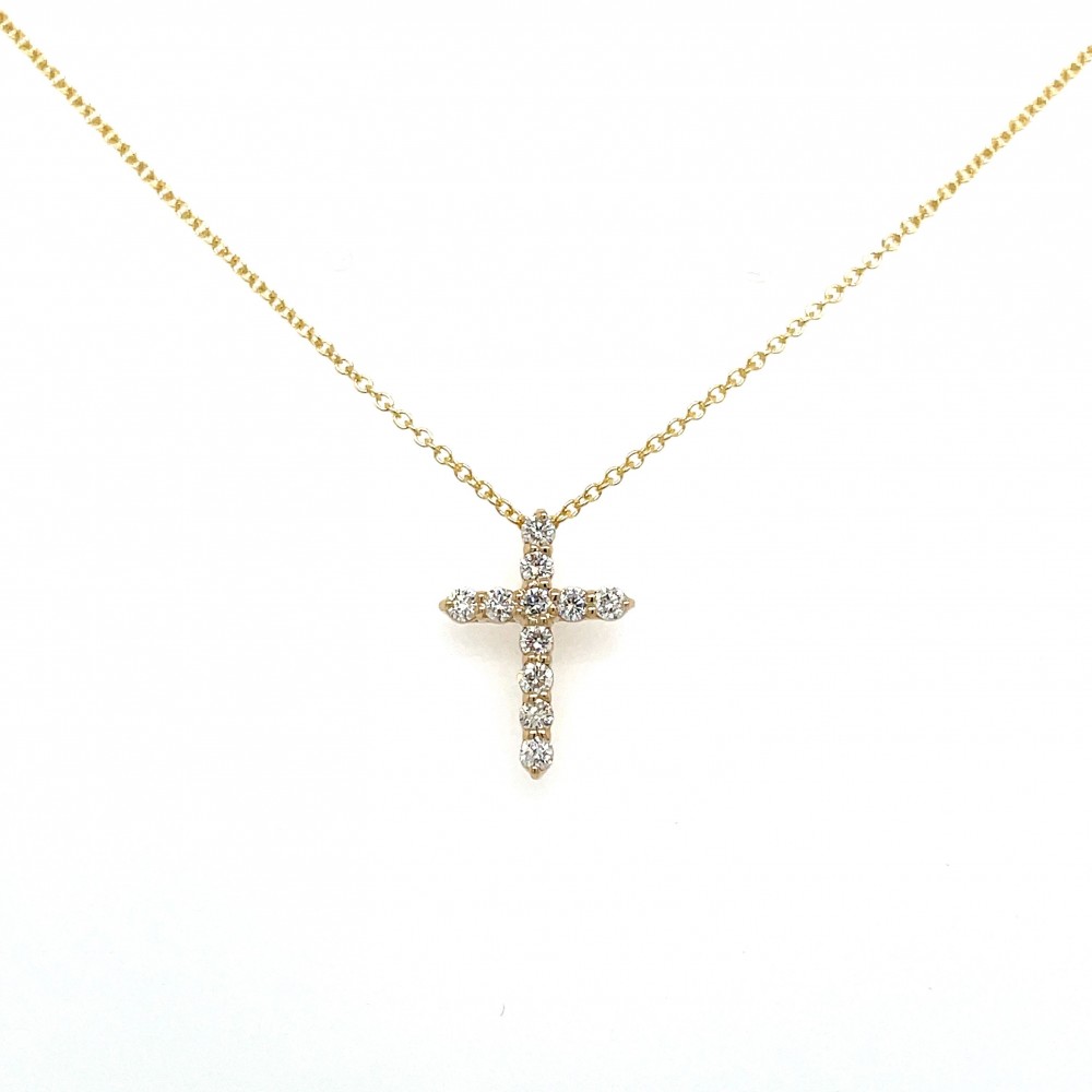 14k Diamond Cross Pendant Necklace By PD Collection