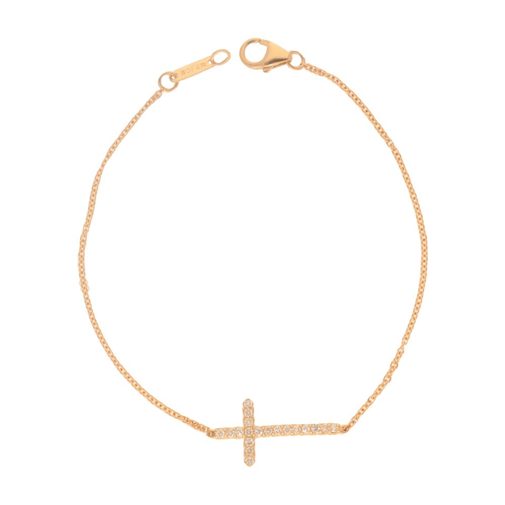14k Diamond Cross Bracelet