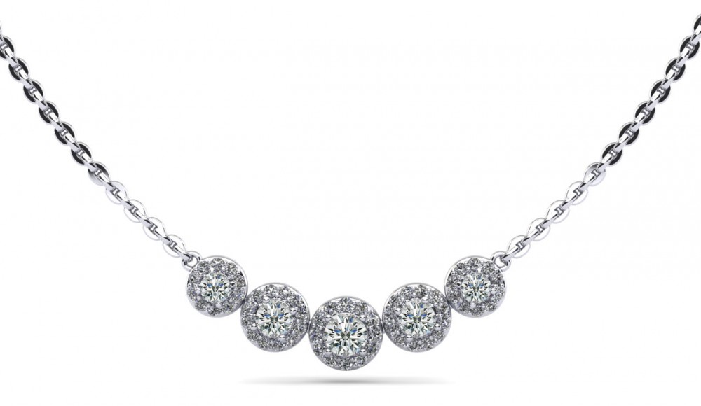 14k Diamond Cluster Pendant Necklace