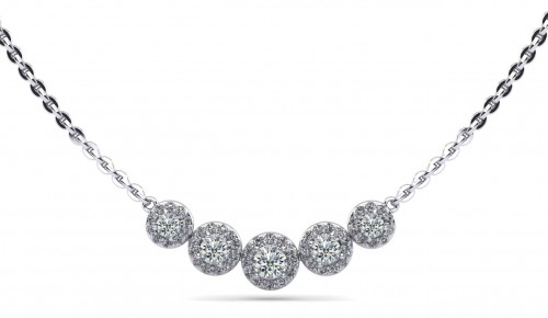 14k Diamond Cluster Pendant Necklace
