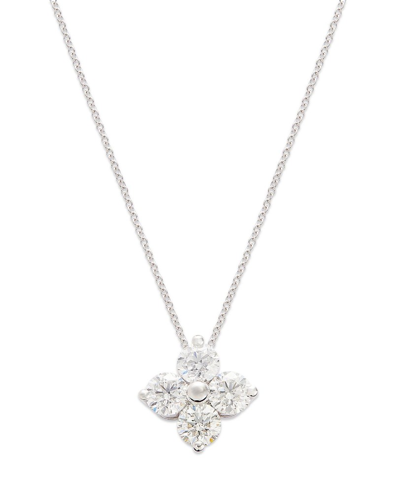 14k Diamond Four Stone Pendant Necklace