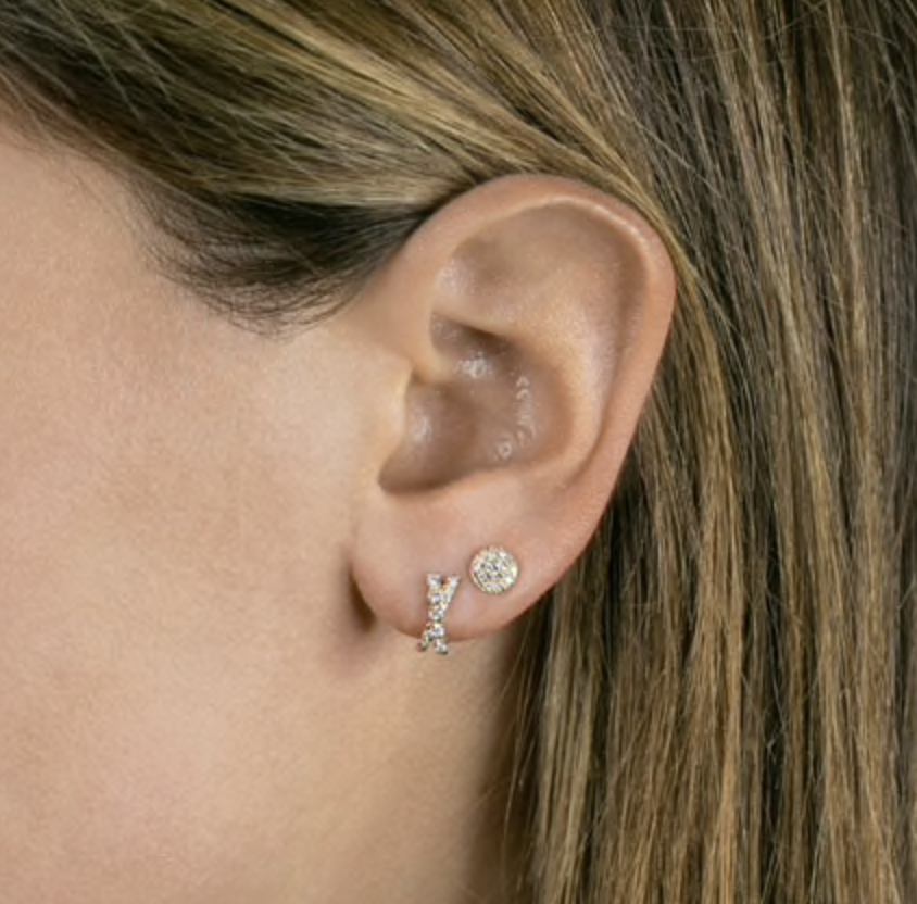 14k Diamond Mini Disc Stud Earrings By Dana Rebecca