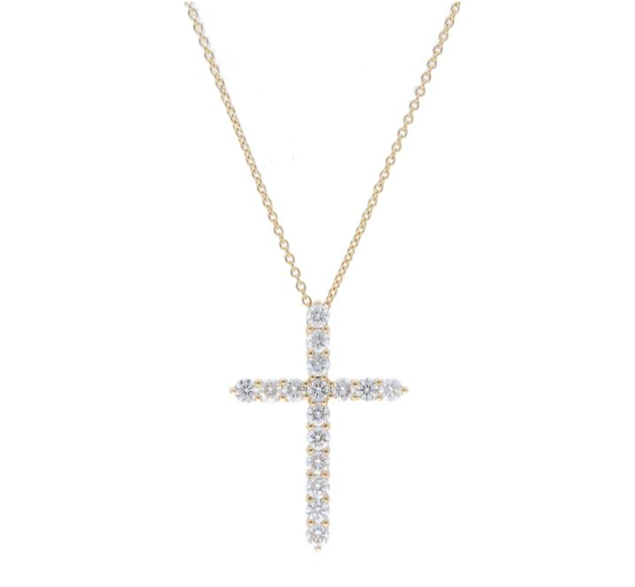 14K Yellow Gold Diamond Cross Pendant