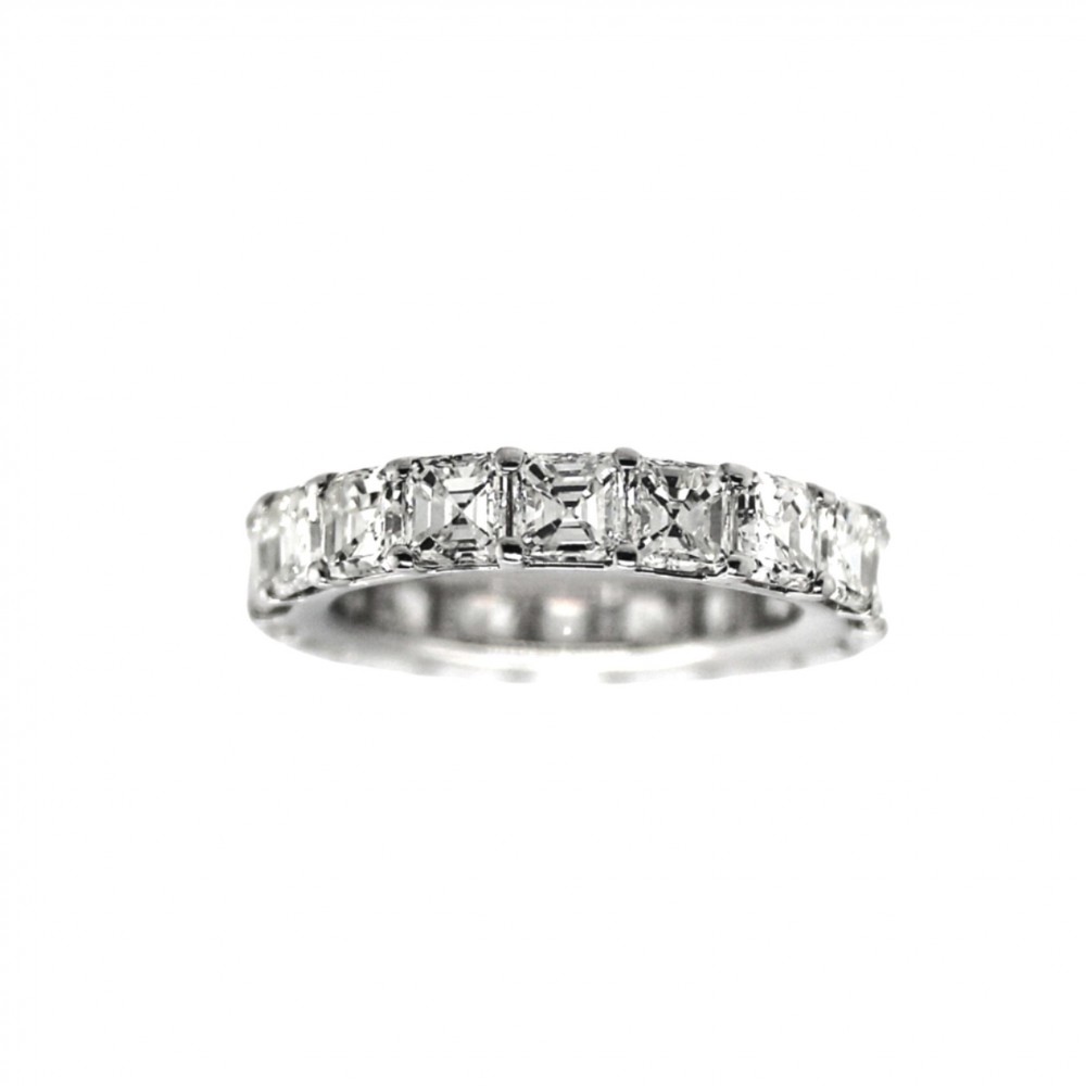 PLATINUM ASSCHER CUT DIAMOND ETERNITY BAND SIZE 6.25