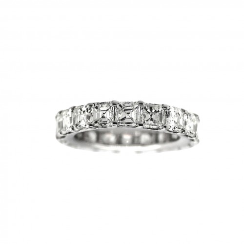 PLATINUM ASSCHER CUT DIAMOND ETERNITY BAND SIZE 6.25