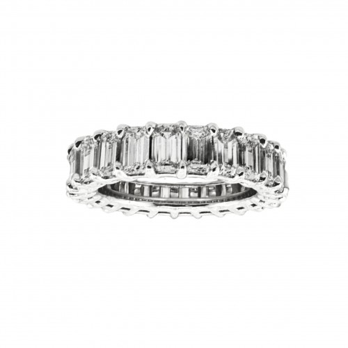 PLATINUM EMERALD CUT DIAMOND SHARED PRONG ETERNITY BAND SIZE 6.5