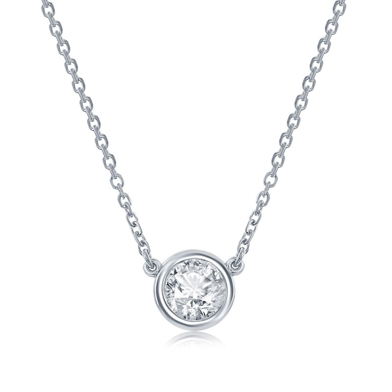 14k Diamond Solitare Bezel Necklace