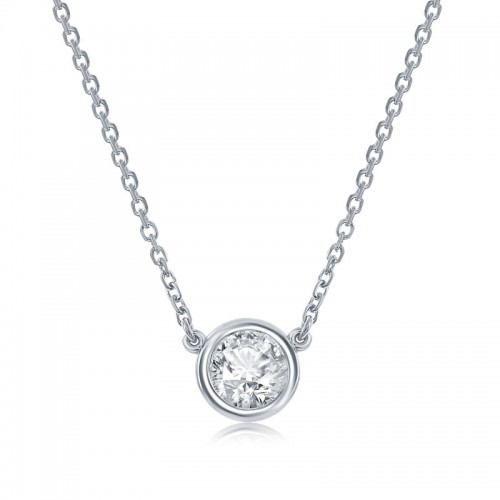 14k Diamond Solitare Bezel Necklace