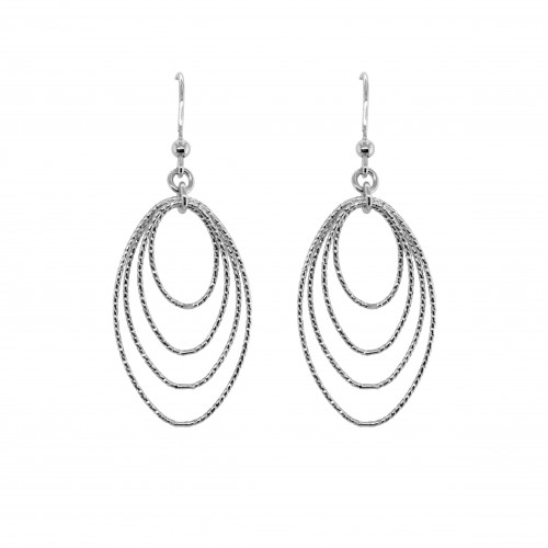 Sterling Silver Oval Drop Earrings By PD Collection