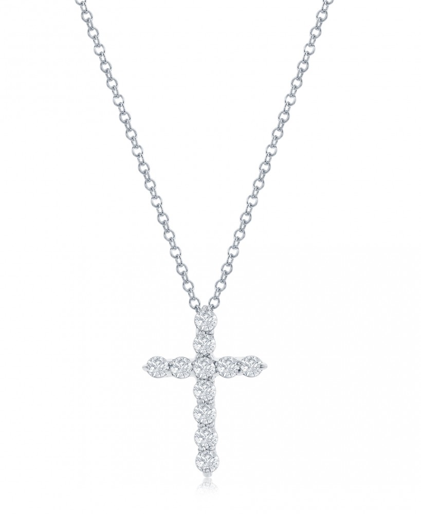 14k Diamond Cross Pendant Necklace
