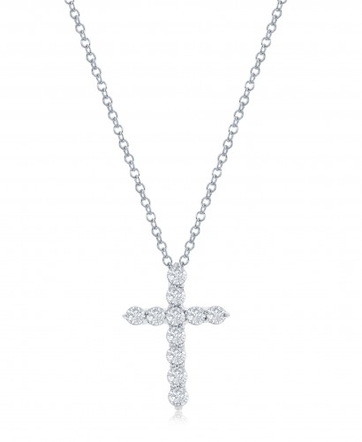 14k Diamond Cross Pendant Necklace