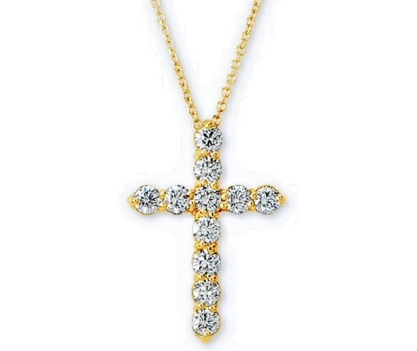 14k Diamond Cross Pendant Necklace